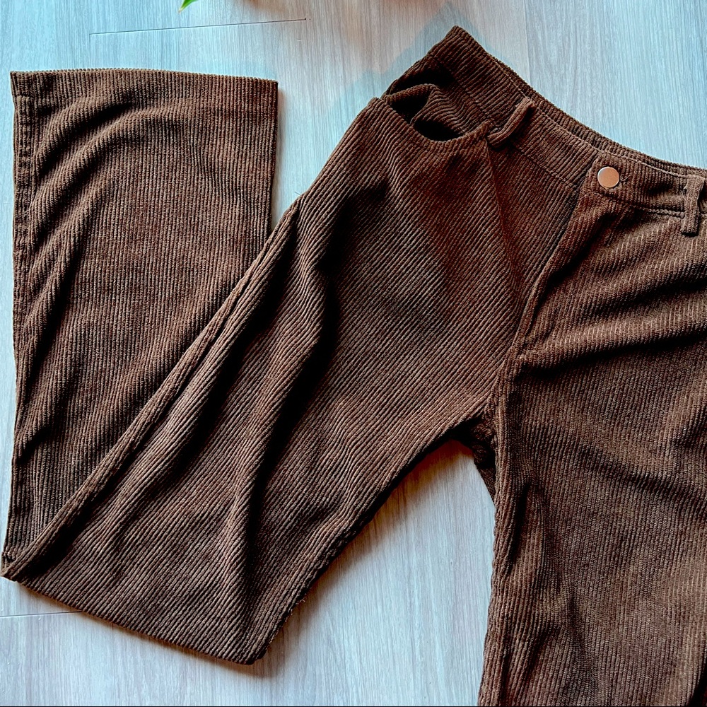Brown Corduroy High Waisted Soft Flare Pants